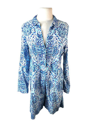 R Floral 1/2 button pullover dress