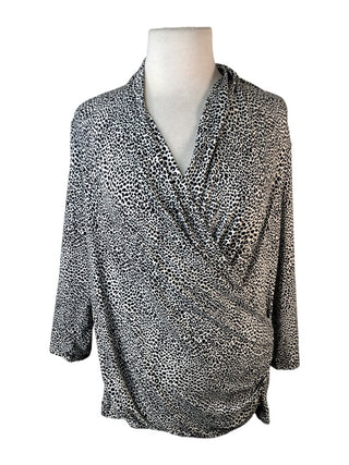 R Faux wrap animal print top