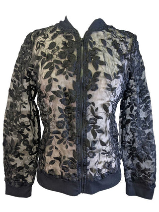 R Monochromatic Embroidered Floral Sheer
