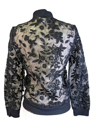 R Monochromatic Embroidered Floral Sheer
