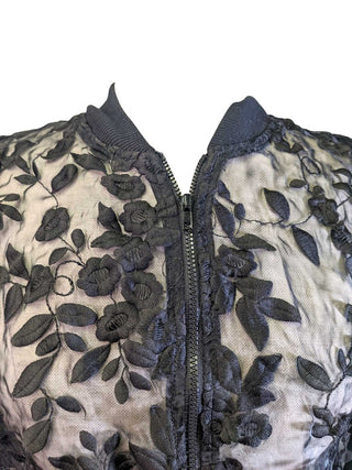 R Monochromatic Embroidered Floral Sheer