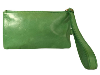 R Distressed Leather Wristlet