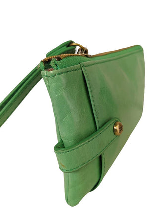 R Distressed Leather Wristlet