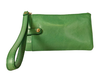 R Distressed Leather Wristlet
