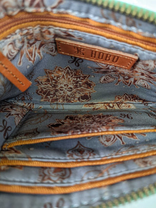 R Distressed Leather Wristlet