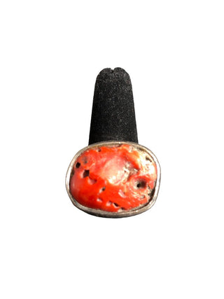 R Sterling stone ring