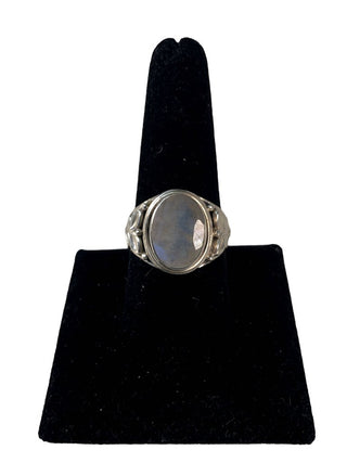 R Sterling stone ring