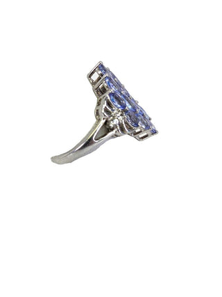 R sterling tanzanite cluster ring