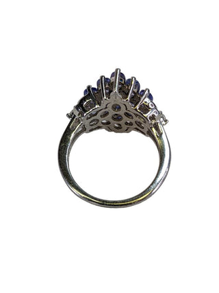 R sterling tanzanite cluster ring