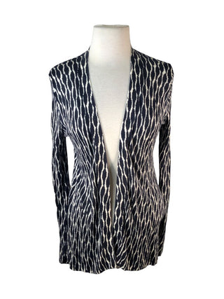 R print open front cardigan
