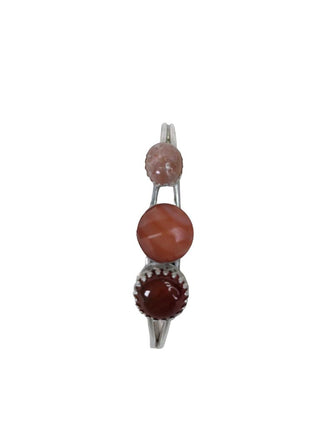 R sterling carnelian banded agate & sunstone cuff bracelet