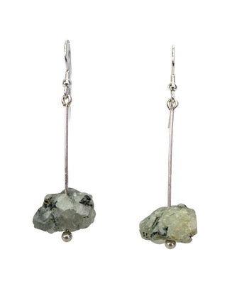 R sterling raw prehnite earrings