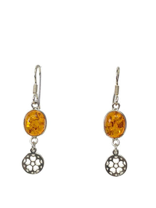 R sterling amber drop earrings