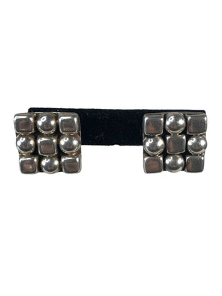 R Sterling square desert pearl button earrings