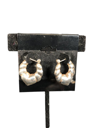 R Sterling fluted heart hoop earrings