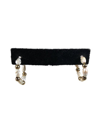 R 14k pearl/bead hoop earrings