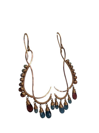 R vermeil rose gold multi stone wire drop earrings