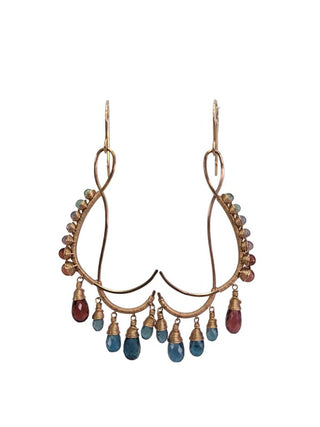 R vermeil rose gold multi stone wire drop earrings
