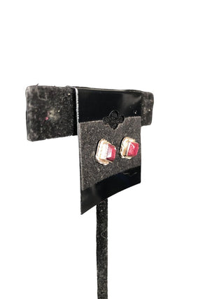 R Sterling square stone post earrings
