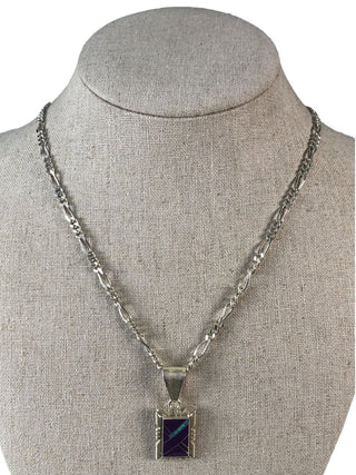 R Sterling inlaid stone necklace