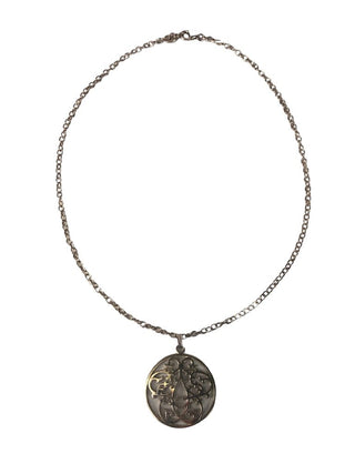 R Sterling filigree medallion necklace