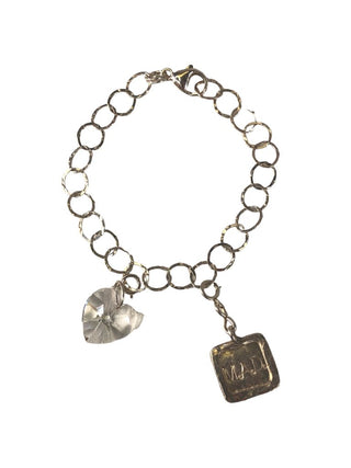 R Sterling crystal heart bracelet