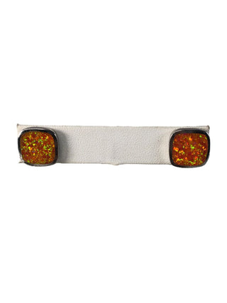 R Sterling square stone earrings