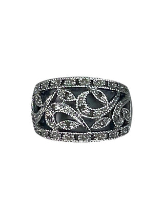R sterling diamond chip ring