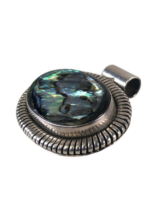 R Sterling abalone shell pendant