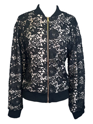 R Lacey Zip Front Bomber