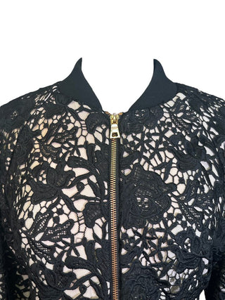 R Lacey Zip Front Bomber