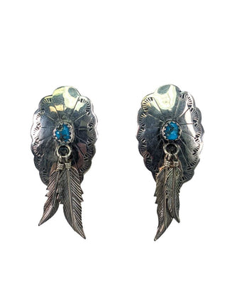 R sterling turquoise concho earrings