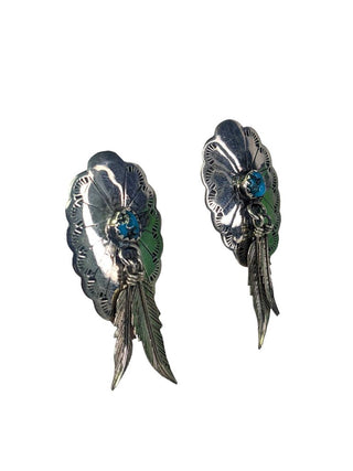 R sterling turquoise concho earrings
