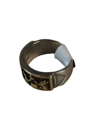 R Sterling/14k Relief ring