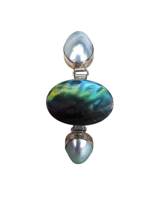R sterling pearl & shell bracelet