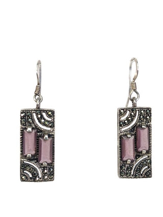 R sterling amethyst & marcasite earrings