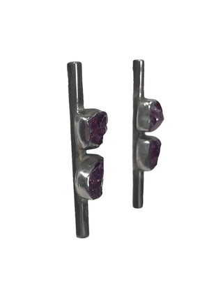 R sterling raw amethyst earrings