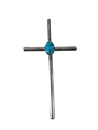 R Sterling stone cross pendant