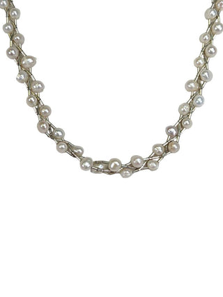 R sterling cluster pearl necklace & bracelet set