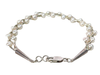 R sterling cluster pearl necklace & bracelet set