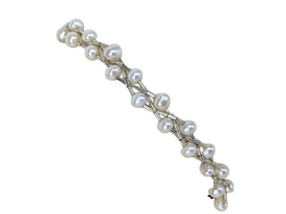 R sterling cluster pearl necklace & bracelet set
