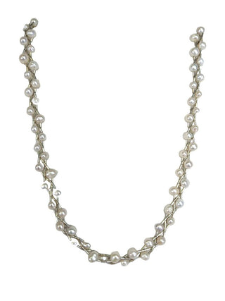 R sterling cluster pearl necklace & bracelet set