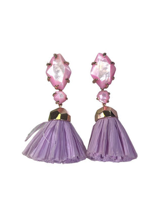 R pom pom dangle earrings