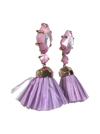 R pom pom dangle earrings