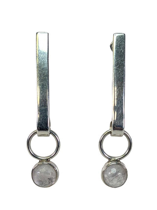 R sterling stone bar dangle earrings