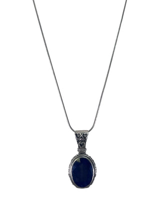 R sterling blue sapphire pendant necklace