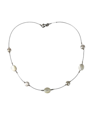 R Serling pearls on wire necklace