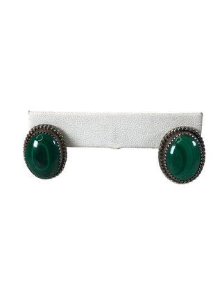 R Sterling stone button earrings