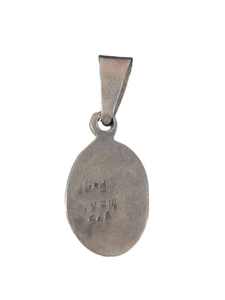 R Sterling oval stone pendant
