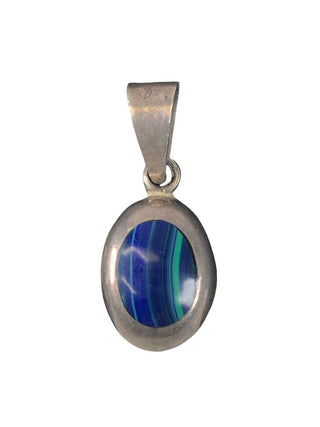 R Sterling oval stone pendant